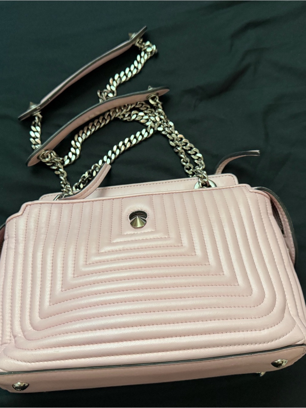 Fendi Dot Quilted Pink Shoulder Bag with Silver Chain Strap